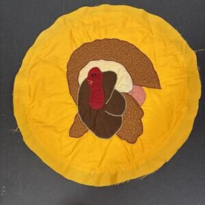 Appliqued Thanksgiving Turkey Quilted Centerpiece Wall Hanging Unframed 15"